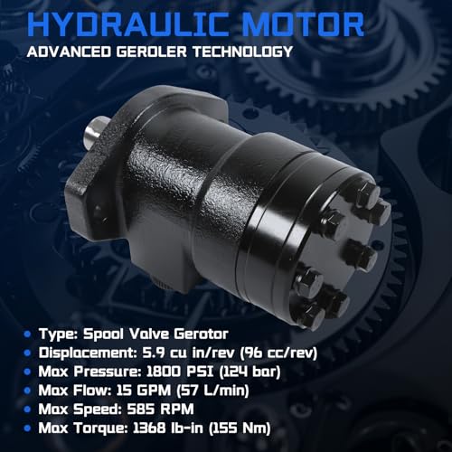 101-1035-009 Hydraulic Motor Replacement for Eaton Char-Lynn H Series, 5.9 cu in/rev Displacement 585 RPM 1800 PSI 15 GPM Low Speed High Torque Gerotor Motor