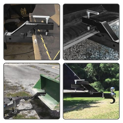 Clamp On Trailer Hitch Receiver 2 Inch Ball Mount Adapter for Tractor Bucket Fits All 2" Hook Inserts, Black