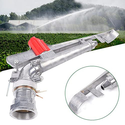 360° Irrigation Spray Impact Gun Adjustable Impact Area Water Irrigation Spray Tool Kit for Garden Agricultural, Horticultural, Industrial, Farms, Orchards, (Interface Diameter: 1.5inch) - color: Interface Diameter: 1.5inch/ Silver Red