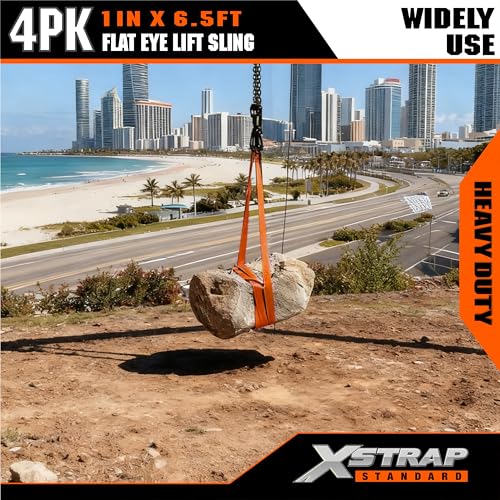 XSTRAP STANDARD 4PK 1"x6.5ft Lifting Sling Straps 2000 lb Vertical Capacity - style: 4PK 1''x6.5ft