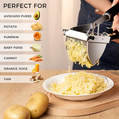 Potato Ricer Stainless Steel, Heavy Duty Potato Masher Dishwasher Safe