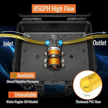 12V Fuel Transfer Pump Battery Powered 85GPH Electric Fuel Pump Set - color: 85GPH