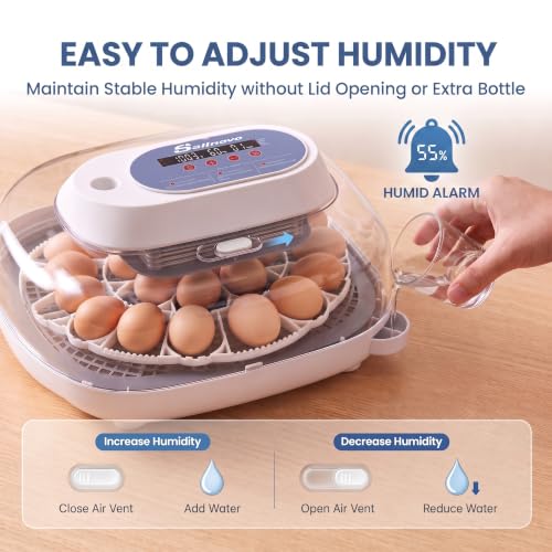 Sailnovo 24 Egg Incubators for Hatching Eggs, 360° View with 4 Modes, Blue