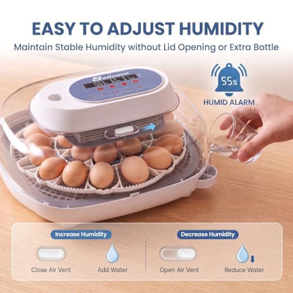 Sailnovo 24 Egg Incubators for Hatching Eggs, 360° View with 4 Modes, Blue