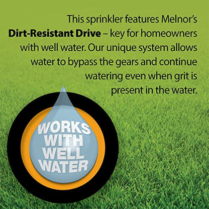 Melnor Metal Oscillating Sprinkler 4500 Sq Ft: Flow, Width, Range Adjust - size: 3-Way Adjustable, style: Metal Base