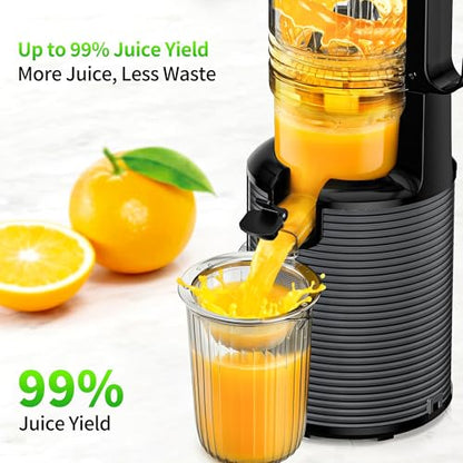 5ive Cold Press Juicer, 5.1" Juicer Press with 41oz Capacity for Fruits Veg - color: Silver Gray
