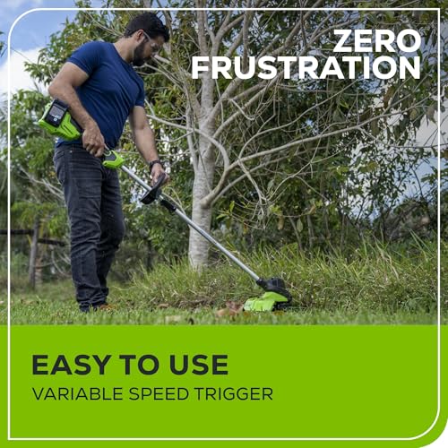Greenworks 48V (24V x 2) 15" Cordless String Trimmer, (2) 2.0 Ah Batteries - style: 15" (2 x 2Ah)
