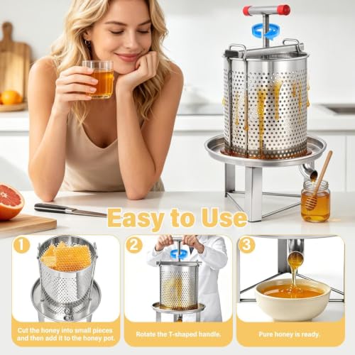 Honey Extractor Honey Press Stainless Steel Hand Crank Beekeeping Spinner