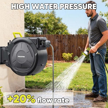 110 FT 1/2" Retractable Garden Hose Reel, Wall Mount - color: Green, size: 110FT-1/2"