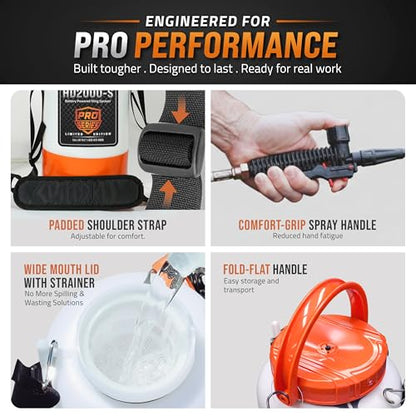 PetraTools HD2000-S Battery Powered Garden Sprayer 2 Gallon 9 Spray Nozzles - size: 2 Gallon Pro Series