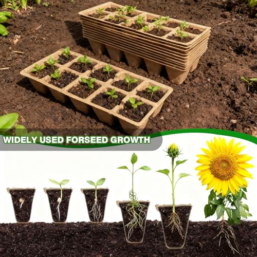 120 Cells Seed Starter Tray, 12 Pack Germination Peat Pots with 100 Labels, Plant Starter Kit for Seedlings