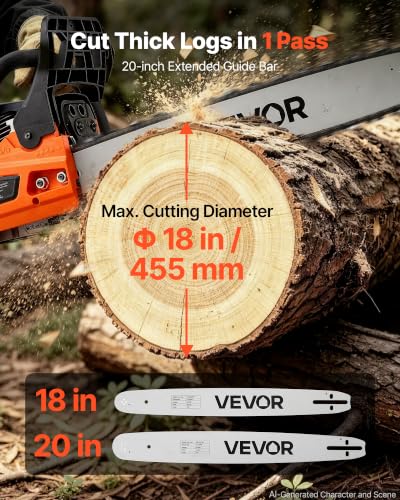 VEVOR Gas Powered Chainsaw 18 & 20 Inch 58CC 3.22HP 2 Stroke Engine Saw - size: 58CC-18&20inch