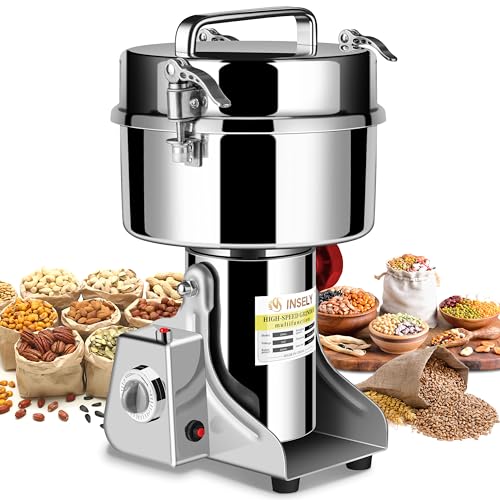 Grain Mill Grinder 2000g High Speed Food Grain Mill Stainless Steel Seeds Flour Nut Wheat Corn Spices & Seasonings Dry Grinder Electric Machine Grinder for Kitchen - size: 2000.g