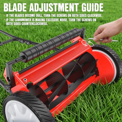 EWORK Push Reel Lawn Mower 23" with 5-Blade Cutting System for Lawn Care