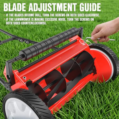 EWORK Push Reel Lawn Mower 23" with 5-Blade Cutting System for Lawn Care