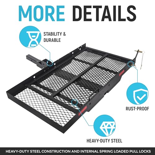 ECOTRIC 46.2 X 26.8 X 38.7 Inch Hitch Cargo Carrier W/Ramp Foldable 500 Lbs