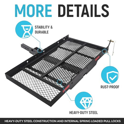 ECOTRIC 46.2 X 26.8 X 38.7 Inch Hitch Cargo Carrier W/Ramp Foldable 500 Lbs