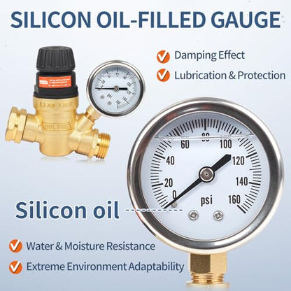 OULEME Adjustable RV Water Pressure Regulator Valve, Lead-Free Brass