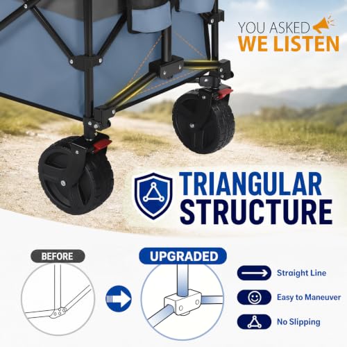 Sekey 300L Extended Collapsible Wagon, 660 lb Capacity, 48 in Long - color: Blue&grey