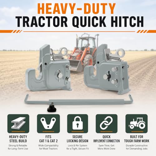 2026 Upgraded Cat 1&2 Tractor Easy Change Quick Hitch System, 3-Point Hitch - color: Gray