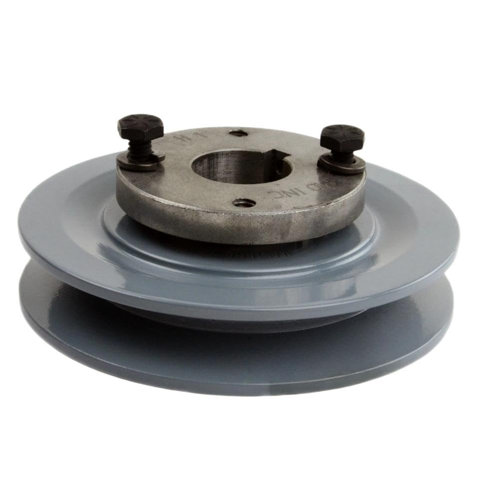 AK46H/H-1 Cast Iron 4.5" Single Groove Pulley Belt A Section 4L with 1" Sheave Bushing - for Masterdrive Pulley Replacement - Solid Steel Bushing Cast Iron Construction Gray