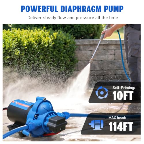 12V Sprayer Pump, 5.5GPM Chemical Resistant Diaphragm Pump - color: 12v-5.5gpm-10amps