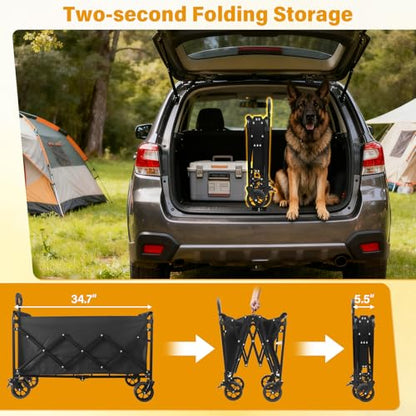 Wagons Cart Foldable, 500 lbs Collapsible Wagon with Wheels for Camping - size: 500 lbs