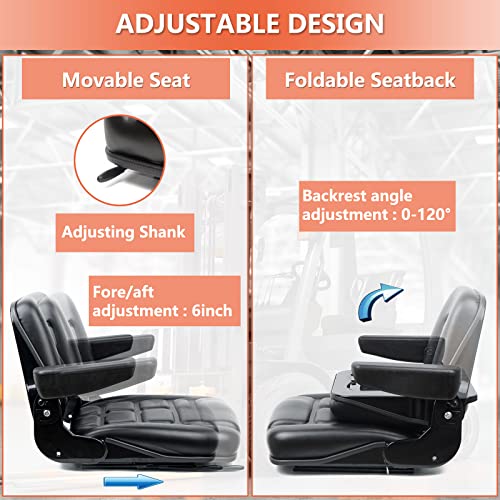 Universal Forklift Seat, Tractor Seat with Micro Switch,Armrest for Tractor,Excavator Skid Loader Backhoe Dozer Telehandler ZTR's