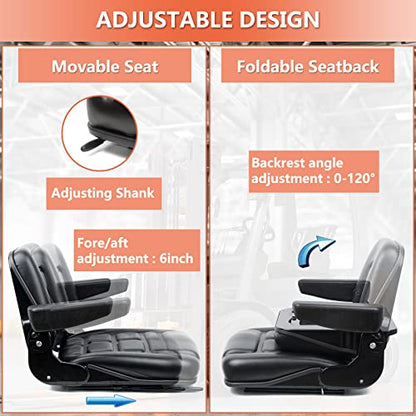 Universal Forklift Seat, Tractor Seat with Micro Switch,Armrest for Tractor,Excavator Skid Loader Backhoe Dozer Telehandler ZTR's