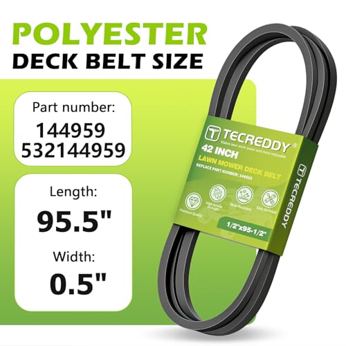144959 Mower Deck Belt for Craftsman 42 Inch 532144959 LT1000 LT2000 DLT3000 DYT4000 Husqvarna Poulan AYP Ariens Riding Lawn Mower, 1/2" X 95.5" - size: 95.5"L x 0.5"W