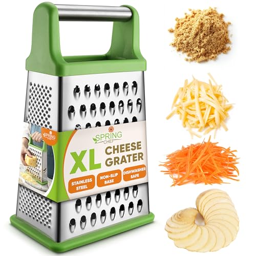 Spring Chef Stainless Steel XL Cheese Grater for Kitchen, Green - color: Green