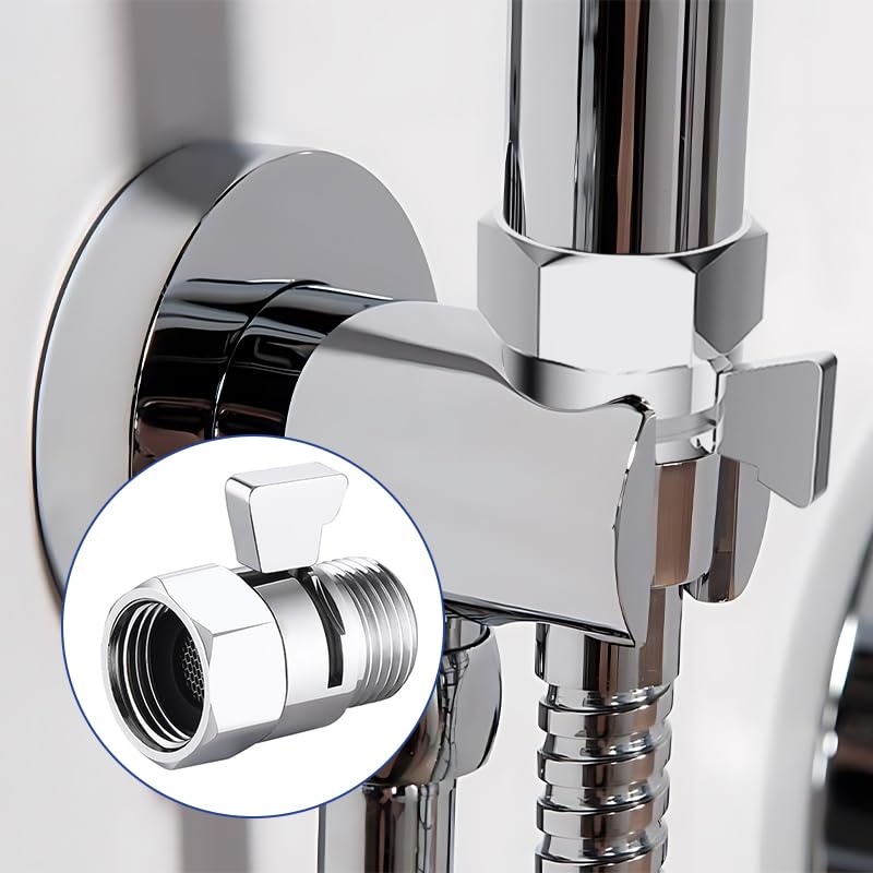 Shower Head Brass shut off Valve,Water Flow Control Valve for shower head,Water Pressure Regulator G1/2，Chrome