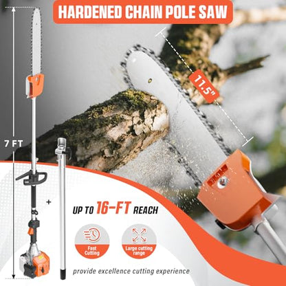52cc 6-in-1 Gas Weed Wacker/String Trimmer w/Hedge Trimmer & Pole Saw