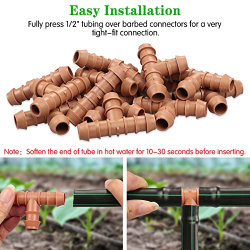 Gardrip Drip Irrigation Barbed Tee: 30 Pack Drip Irrigation Tee Parts Fits for 1/2 Inch Drip Irrigation Tubing 17mm 0.600" ID for Patio Lawn Garden - color: 30 Pack Tee
