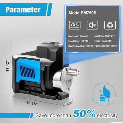 Whole House Water Pressure Booster Pump for Home 80PSI 115V