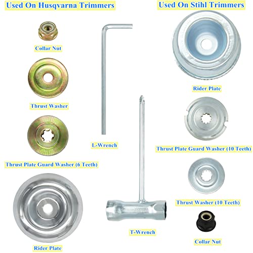 8'' Steel Wire Wheel Brush Weed Trimmer Head for Most Straight-Shaft String Trimmer & Brush Cutter & Weed Eater & Weed Wacker (with 2 Kinds of Blade Adapter Kit)