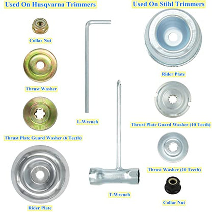 8'' Steel Wire Wheel Brush Weed Trimmer Head for Most Straight-Shaft String Trimmer & Brush Cutter & Weed Eater & Weed Wacker (with 2 Kinds of Blade Adapter Kit)