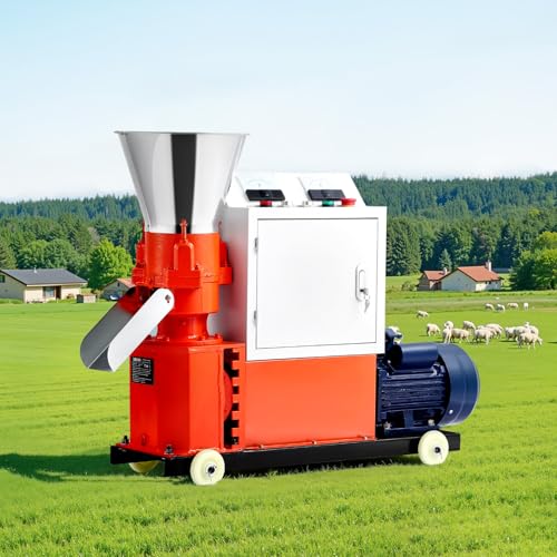 VEVOR Feed Pellet Mill Machine, 5 mm Animal Feed Pellet Making Machine, 3KW 240V Animal Food Granulator Mill Machines with 3 Pressure Rollers & 4 Wheels, Ideal for Poultry, Livestock, Farm Animals - size: 5mm (0.20") grinding disc