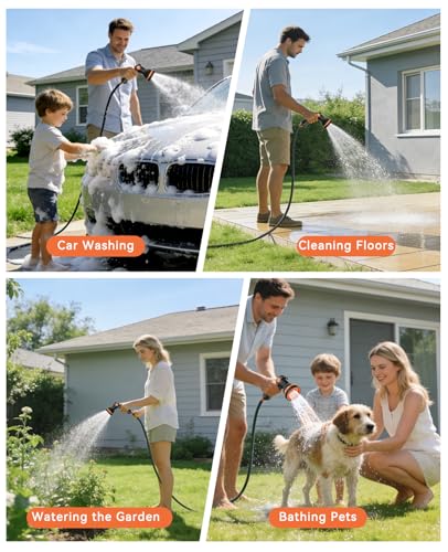 SUNPOW Retractable Garden Hose Reel - 1/2" x 100ft Wall Mounted Hose Reel with 3/4'' Brass Fitting & 10-Pattern Nozzle - Auto Slow Retraction, Any-Length Lock, 180°Swivel for Lawn & Gardening - size: 1/2" 100FT