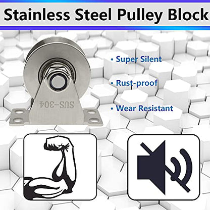 Groove Pulley Wheel Stainless Steel Wall Mounted Pulley, U Type - size: 1 Pack