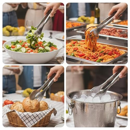 2 Pack Stainless Steel Serving Metal Tongs, 8 Inch Fork Tongs