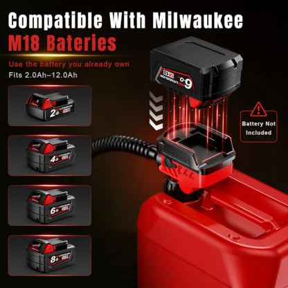 Fuel Transfer Pump for Milwaukee M18 Batteries, Cordless 3.7 GPM Flow
