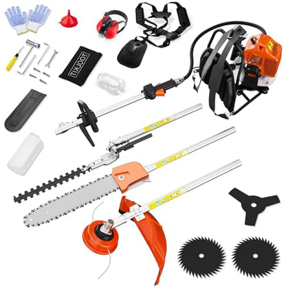 Baotree 52cc 6 in 1 Gas Hedge Trimmer, Weed Eater, String Trimmer, Edger, Pole Saw Chainsaw Pruner with EPA, CE and EMC Certification
