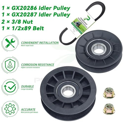 GX20286 and GX20287 Idler Pulleys with UC30568 Belt for D140 Decks - color: A9 1xGX20286+1xGX20287+1/2x89 Belt