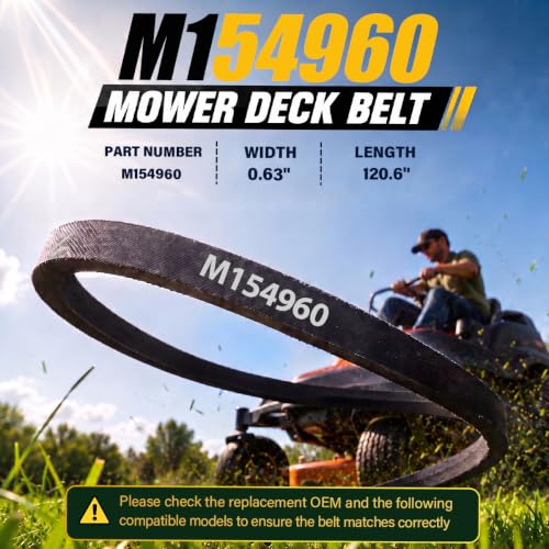 M154960 Secondary Deck Belt 120.6" x 0.63" Replacement for John Deere - size: M154960