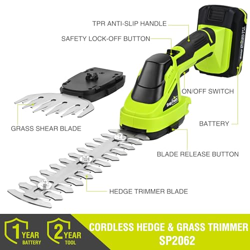SnapFresh 20V Cordless 2-in-1 Hedge Trimmer & Grass Shears - color: Light Green