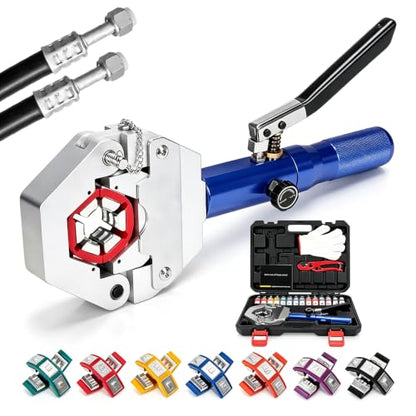 Hydraulic AC Hose Crimper Kit with 7 Snap-On Dies - color: Blue