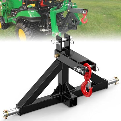 3 Point Trailer Hitch 2” Receiver Quick Hitch Compatible with Cat 1 Tractor - color: Black