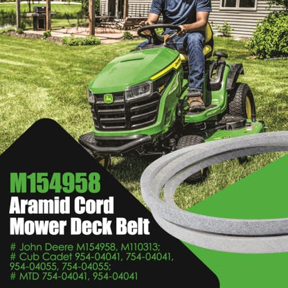 M154958 Secondary Deck Belt Fit for John Deere 48C Deck, Aramid Cord - size: 0.63" x 111.4"