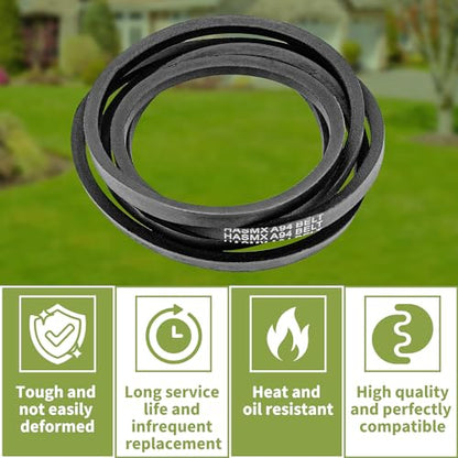 HASMX Replacement Lawn Mower Belt 1/2" x 96" for Huskee LT4200 Troy-Bilt Pony Bronco TB42 TB2246 TB2142, Dayco Part Numbers L496 L-496, SUPCO Part Numbers A94 A-94 (1-Pack) - size: 1/2" x 96"